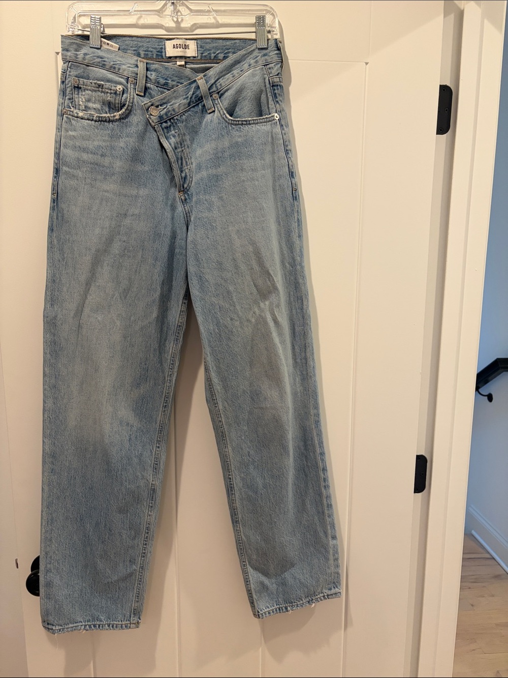 Agolde Light Wash Criss Cross Relaxed Jeans